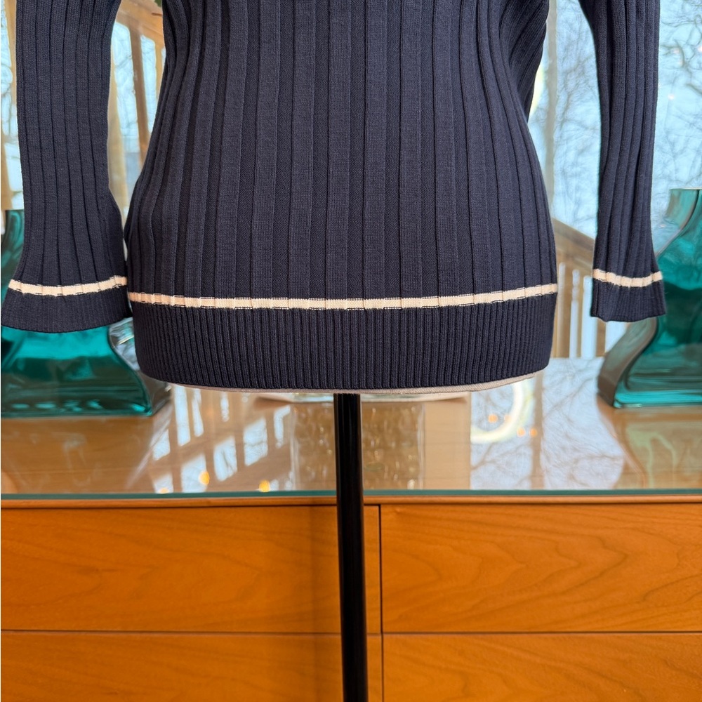 Classic Brooks Brothers Navy Sweater with White Trim - Picture 8 of 9